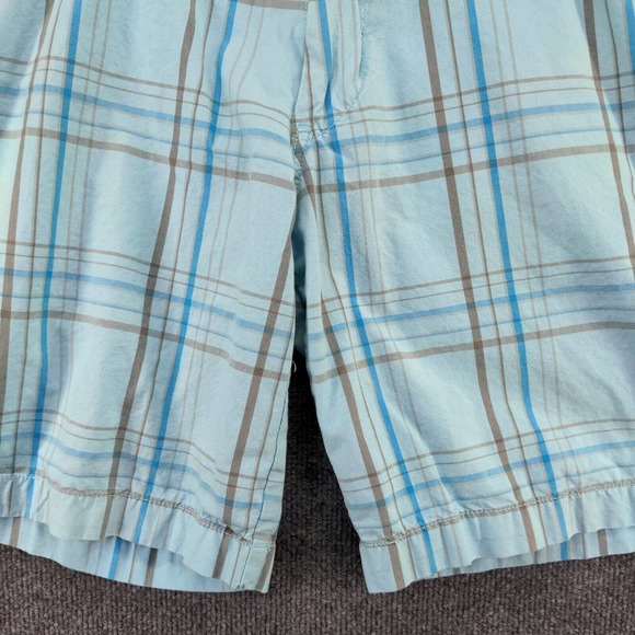 Arizona Mens Chino Shorts Blue Plaid Size 34 Cotton Slash Pockets - Picture 7 of 11